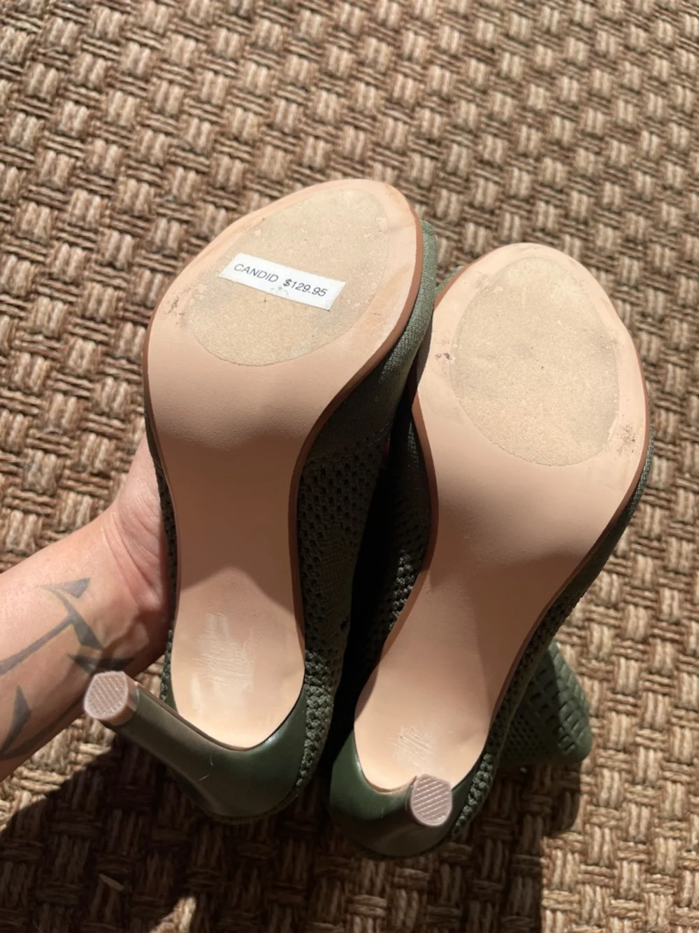 Steve Madden Olive Peep Toe Candid Knit Sock Heels🍸 - Picture 6 of 11